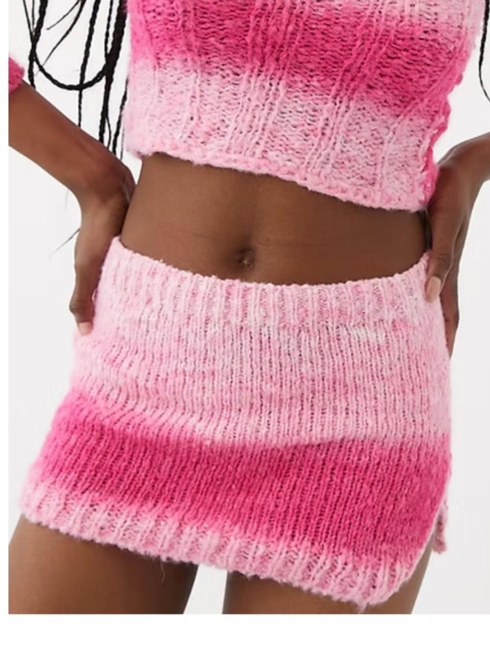 Tach Clothing Pink Gradient Ombre Knit Mini Boho Tania Skirt XS Anthropologie - Picture 1 of 13